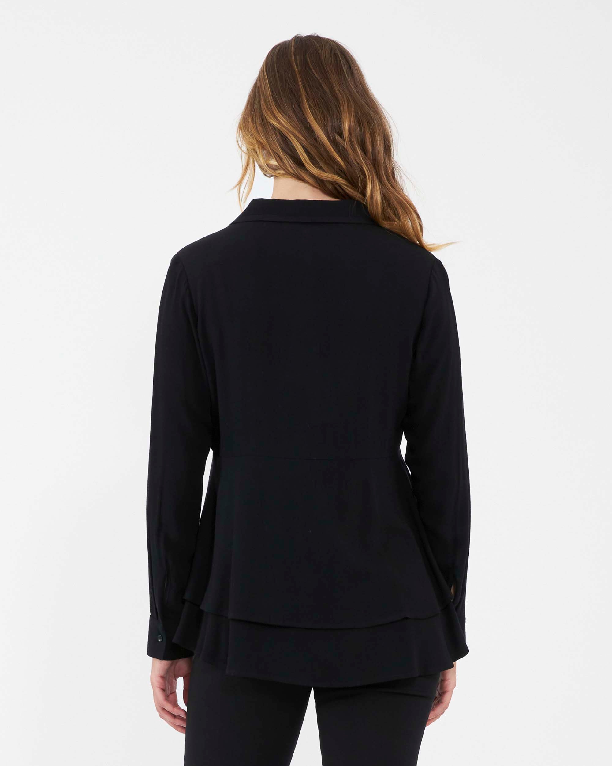 &#39;Evelyn&#39; Maternity Peplum Shirt - Black