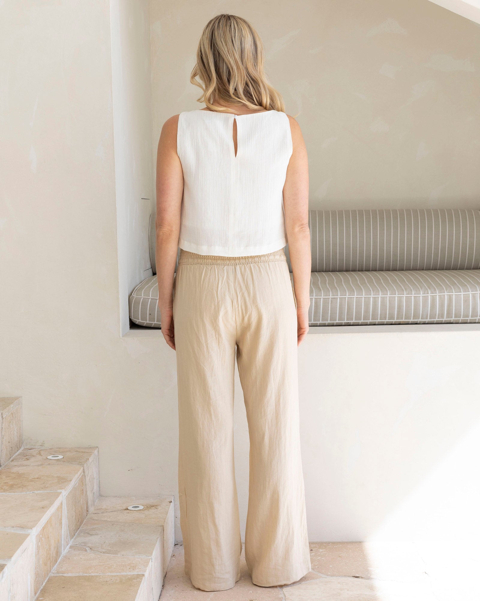 Giulia Maternity Linen Pants in Sand