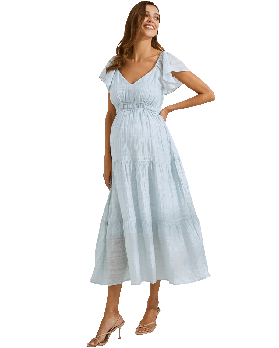 'Lila' Maternity Sundress - Ice Blue