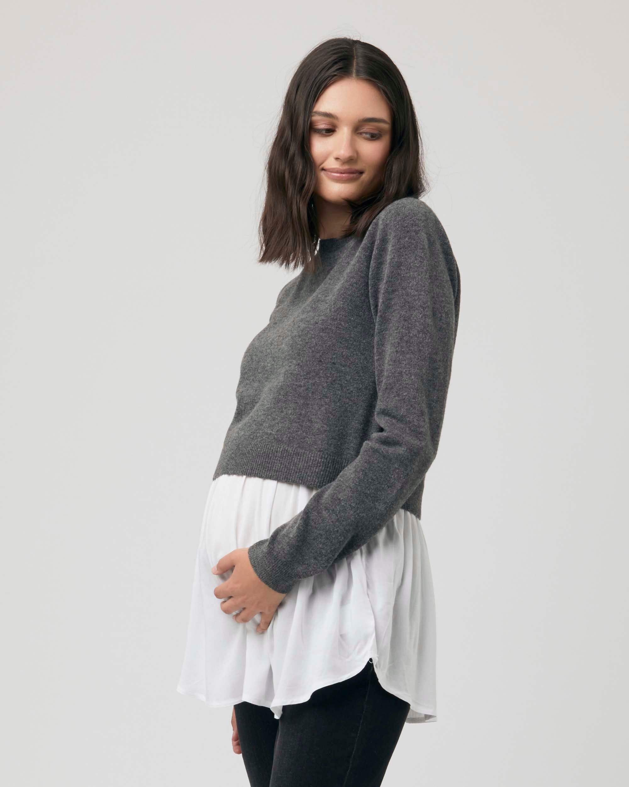 &#39;Sandy&#39; Nursing Knit - Charcoal Marle