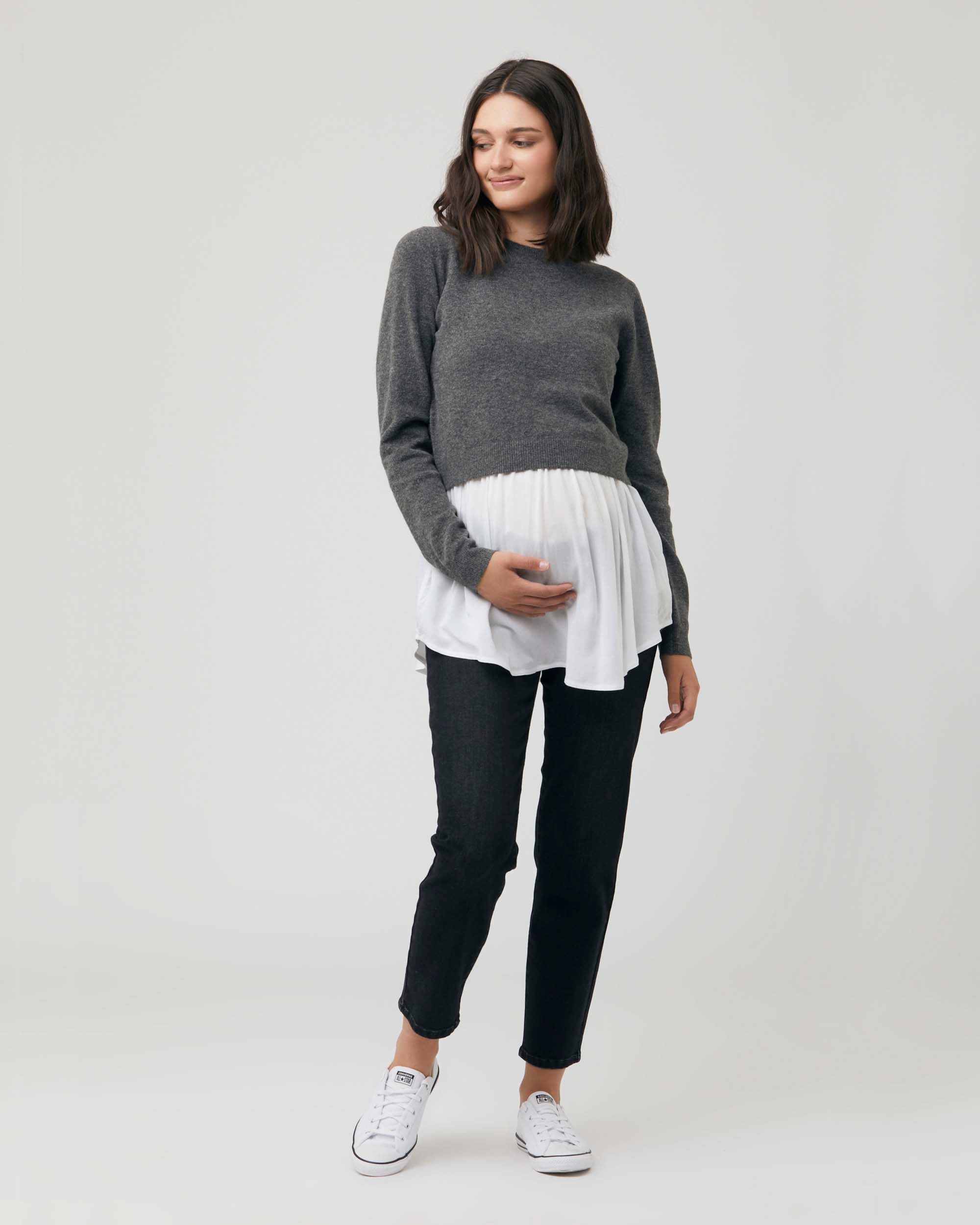 &#39;Sandy&#39; Nursing Knit - Charcoal Marle