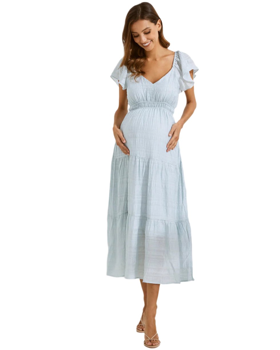 Lila' Maternity Sundress - Ice Blue - Little Miracles Maternity Wear Lila' Maternity Sundress - Ice Blue - Little Miracles Maternity Wear