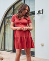 &#39;Lana&#39; Tiered Nursing Dress - Rust Red
