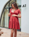 &#39;Lana&#39; Tiered Nursing Dress - Rust Red