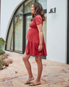 &#39;Lana&#39; Tiered Nursing Dress - Rust Red