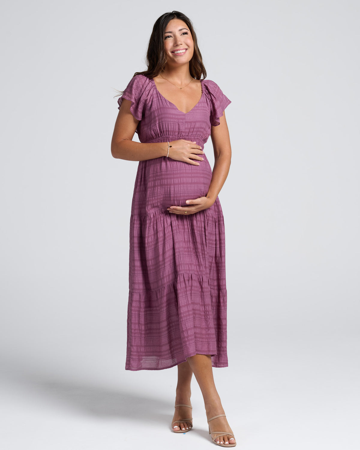 &#39;Lila&#39; Maternity Sundress - Plum