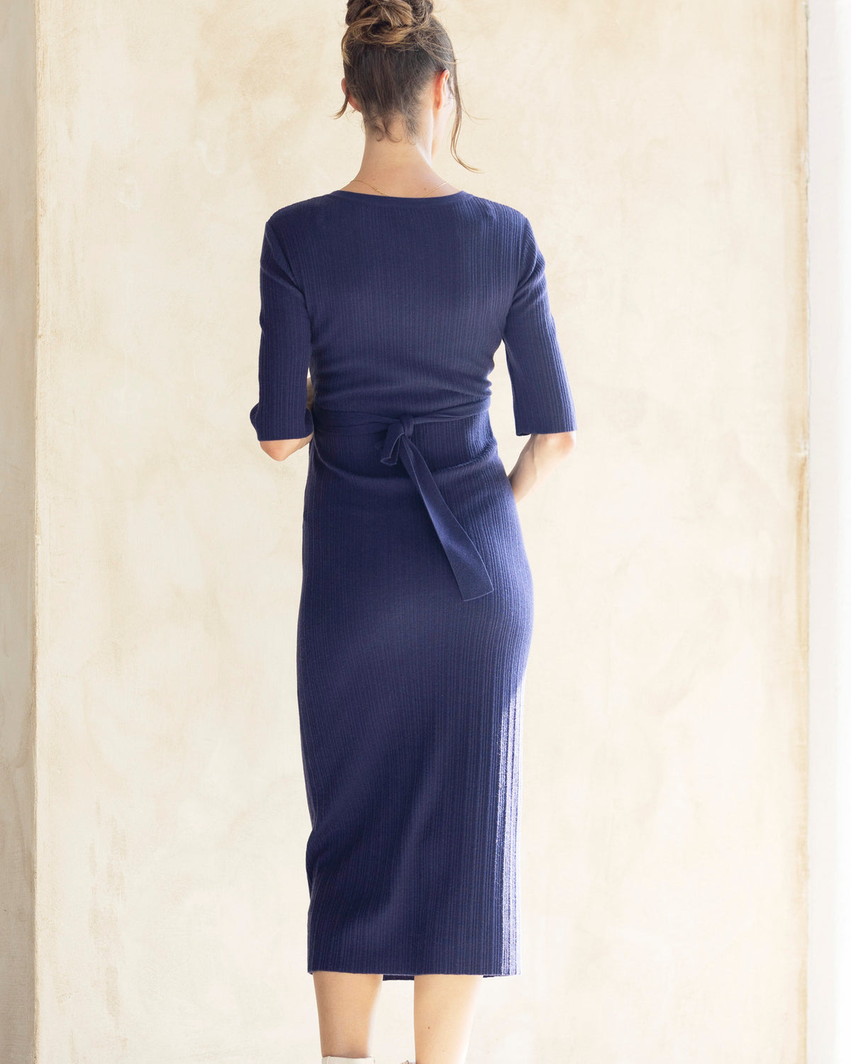 'Annabella' Nursing Knit Dress - Navy