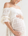 &#39;Mariana&#39; Sheer Maternity Dress - White
