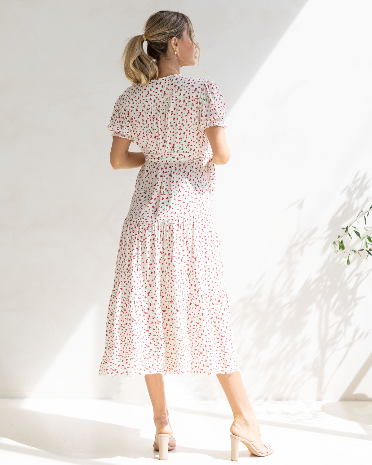 'Elise' Maternity Wrap Dress - Red Floral