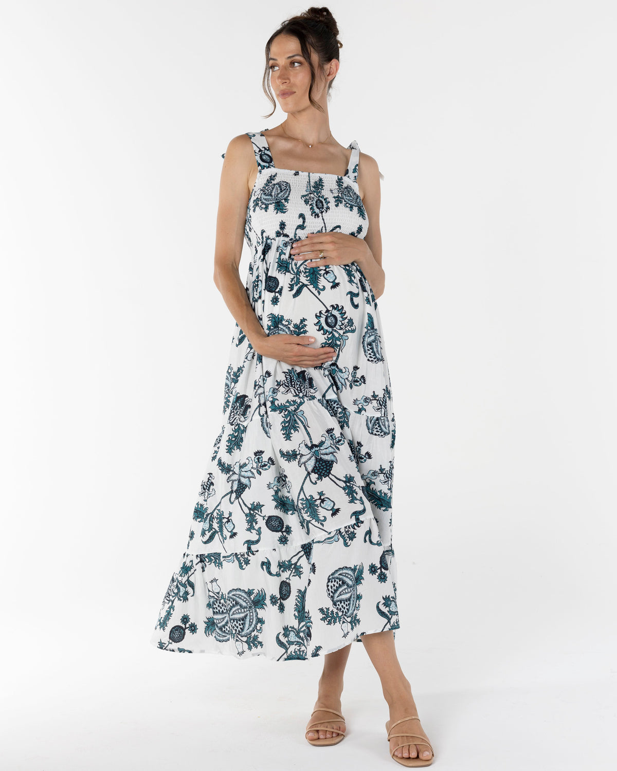 'Lilliana' Linen Maternity Dress - Emerald Green