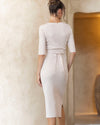 &#39;Annabella&#39; Nursing Knit Midi Dress - Cream