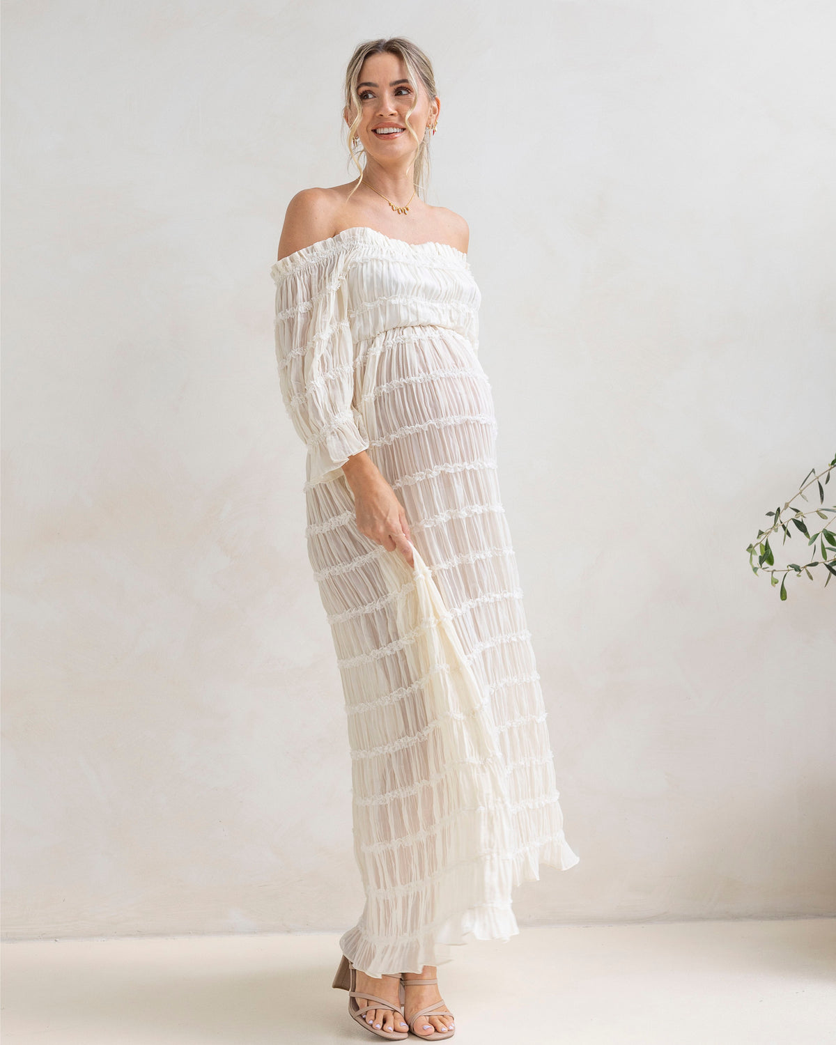 'Mariana' Sheer Maternity Dress - White