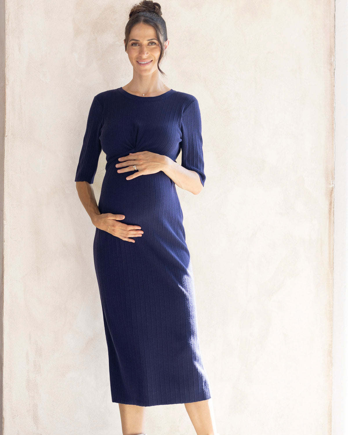 'Annabella' Nursing Knit Dress - Navy