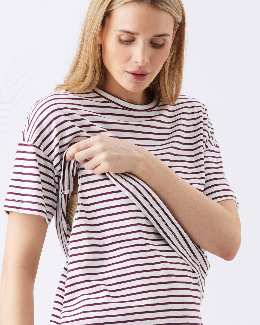 Claudette Nursing Tee | White / Maroon