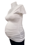 Bloom Maternity Flutter-Sleeve Top - White