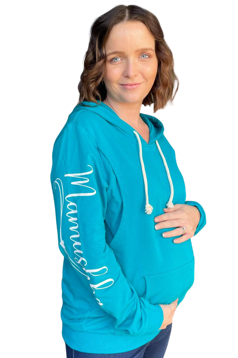 Mamushka Active Maternity & Nursing Hoodie - Aqua