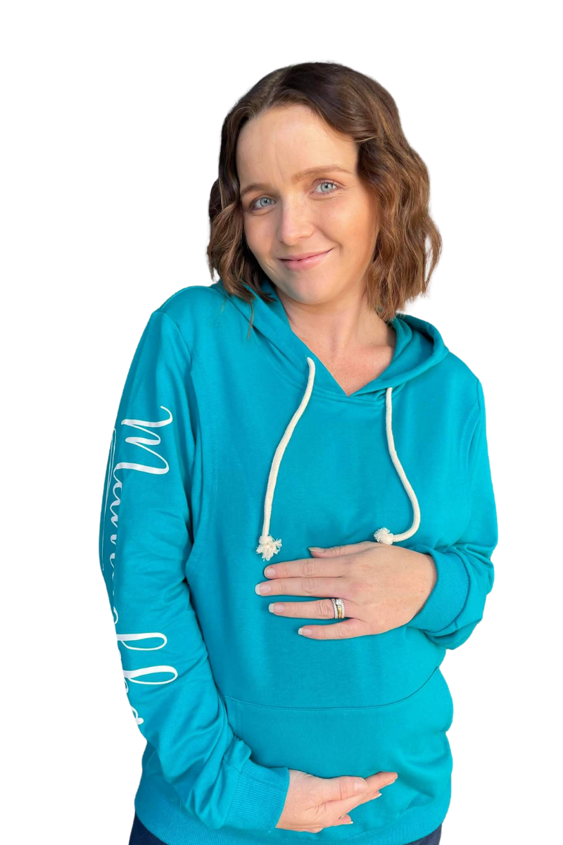 Mamushka Active Maternity & Nursing Hoodie - Aqua