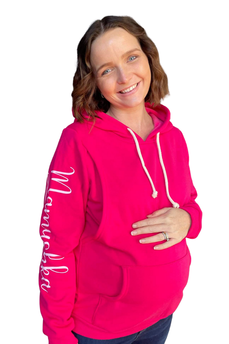 Mamushka Fleece Lined Maternity & Nursing Hoodie - Raspberry