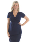 &#39;Bree&#39; Crossover Nursing Top - Navy