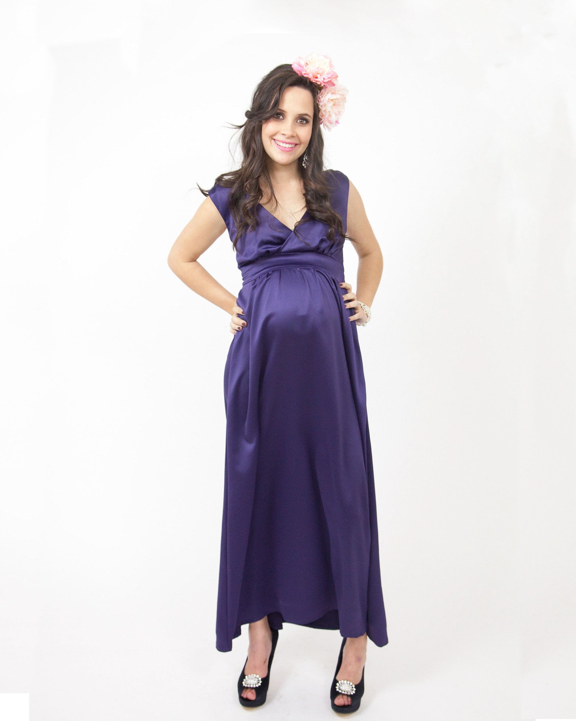 Charlotte Devereux 'Celebration' Maternity Formal Dress - Damson Purple