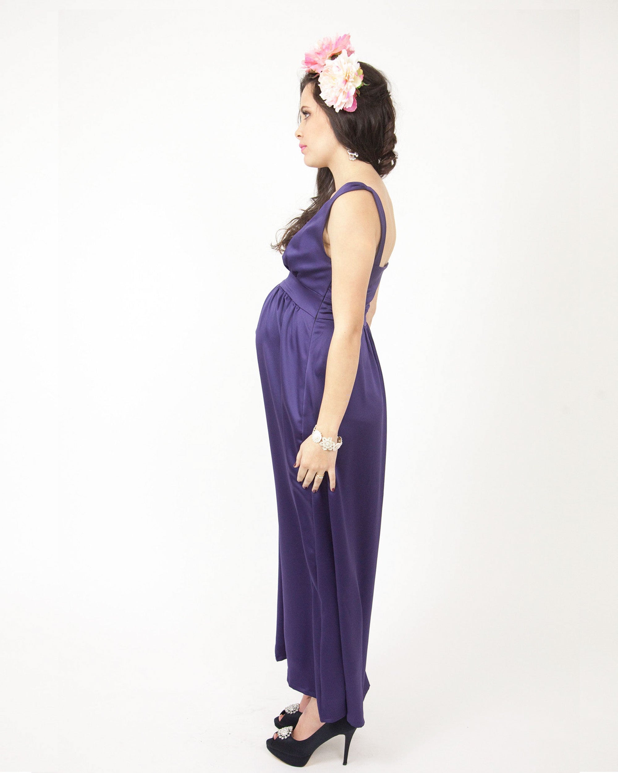 Charlotte Devereux 'Celebration' Maternity Formal Dress - Damson Purple