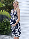 Angel Maternity Classic Wrap Feeding Dress - Navy Floral