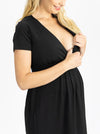 Angel Maternity Crossover Neckline Tie Back Jersey Work Dress - Black