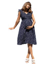 Angel Maternity &#39;Donna&#39; Linen Dress - Navy Polkadot