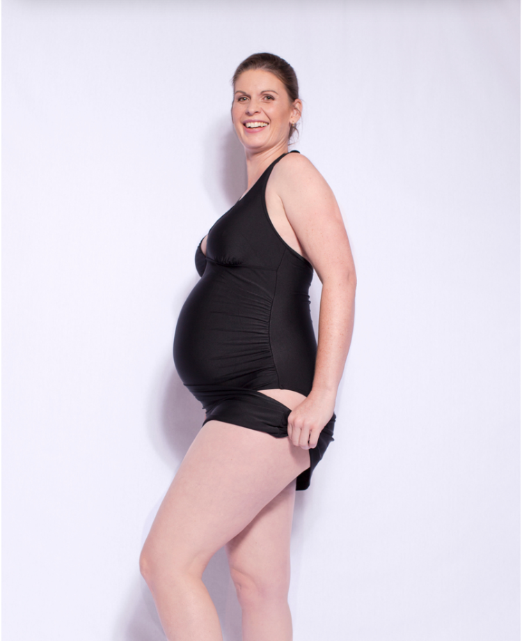 Bloom One-Piece Halter Maternity Swimsuit & Swim Skirt - Black