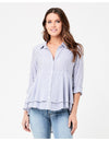 Layered Maternity Peplum Shirt - Navy / White
