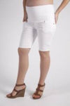 Szabo Maternity Cotton Knee Shorts - Raw Edge White