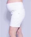 Szabo Maternity Cotton Knee Shorts - Raw Edge White
