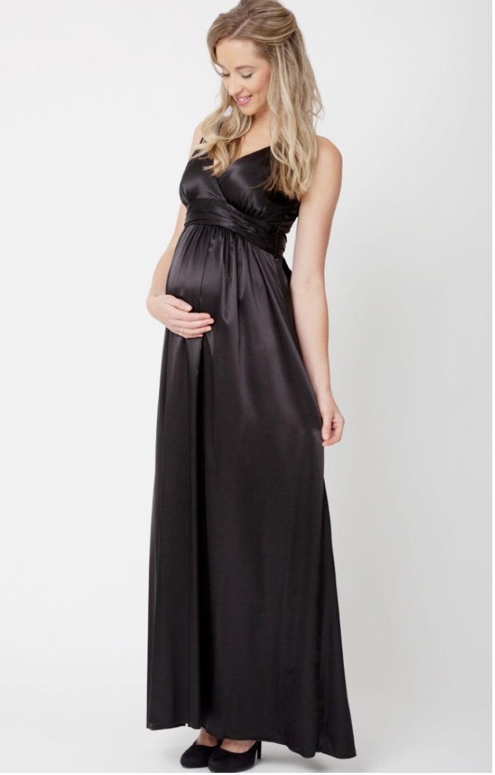 Ripe Maternity 'Luxe' Satin Formal Dress - Black or Bronze
