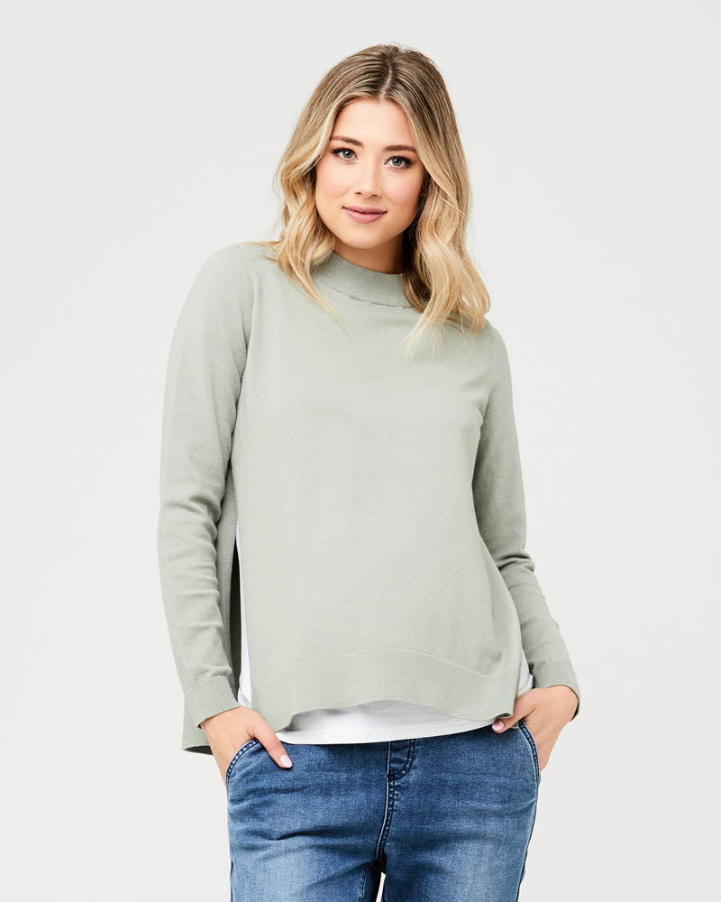 Ripe Maternity 'Morgan' Side Split Nursing Knit - Leaf