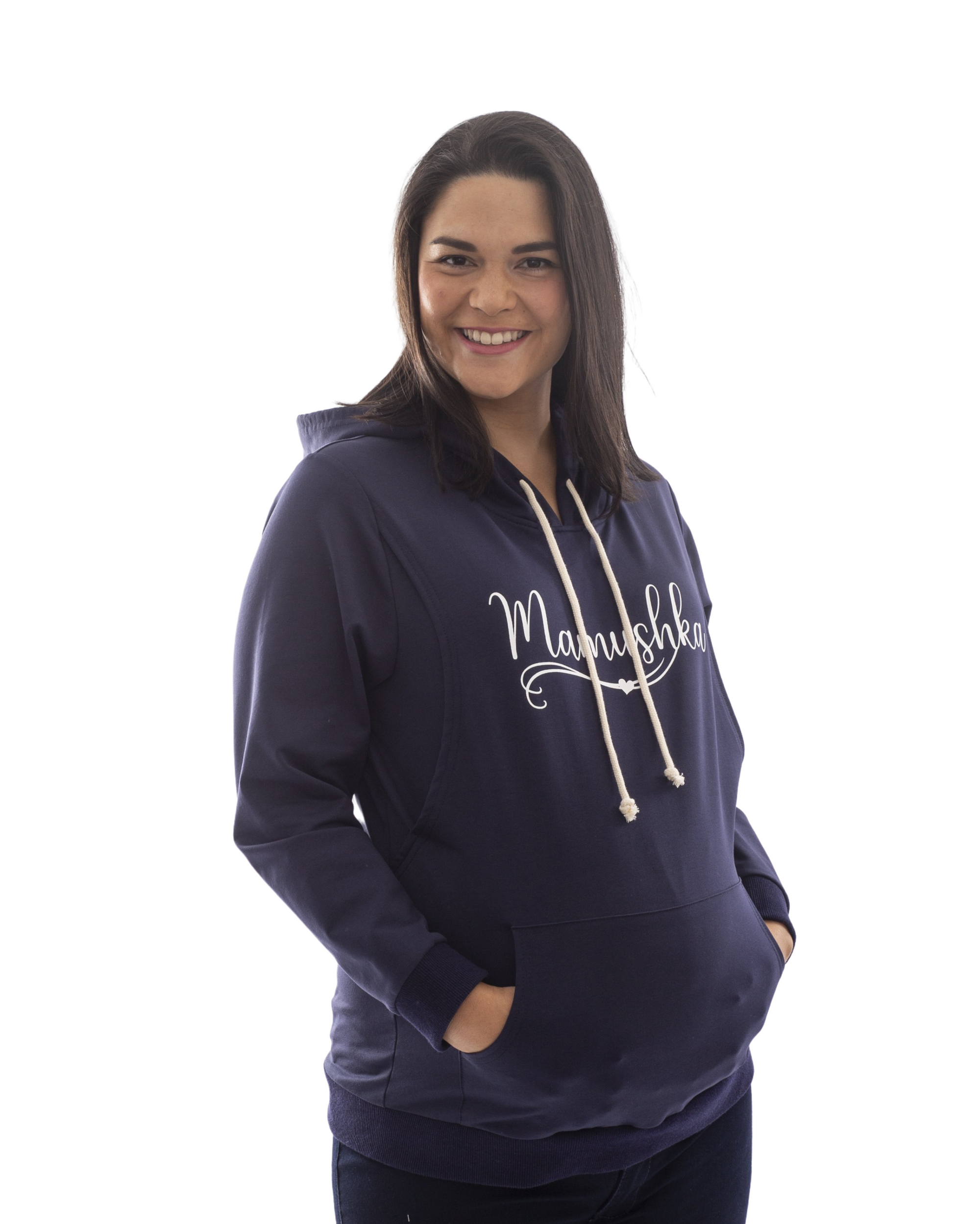 Mamushka Active Maternity & Nursing Hoodie - Navy / White Print