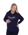 Mamushka Fleece Lined Maternity &amp; Nursing Hoodie - Navy / White Print