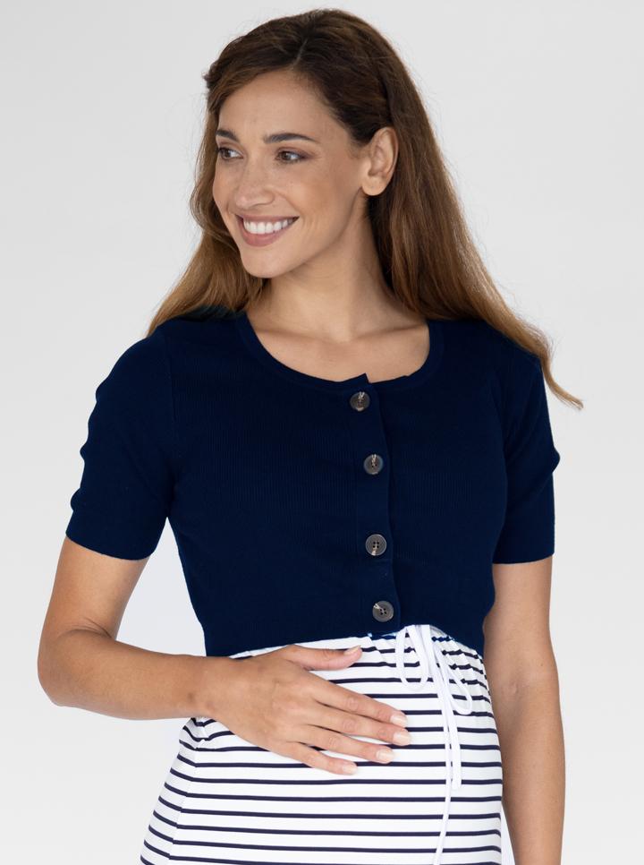Angel Maternity Short Sleeve Maternity and Postnatal Cardigan - Navy