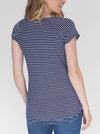 Angel Maternity Petal Front Nursing Bamboo Top - Navy Stripe