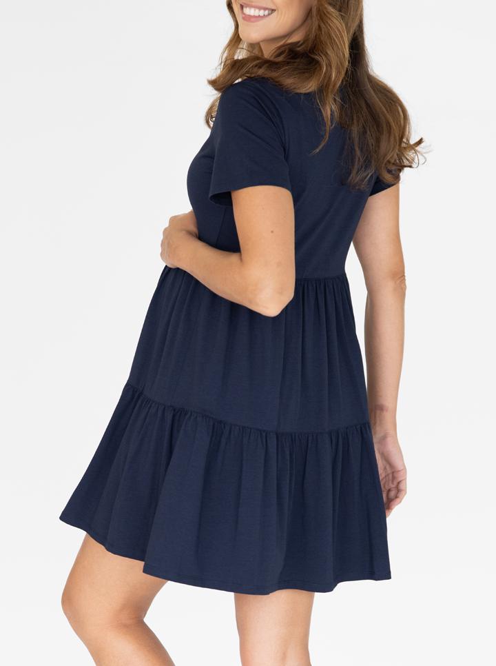&#39;Lilou&#39; Tiered Maternity Dress - Navy