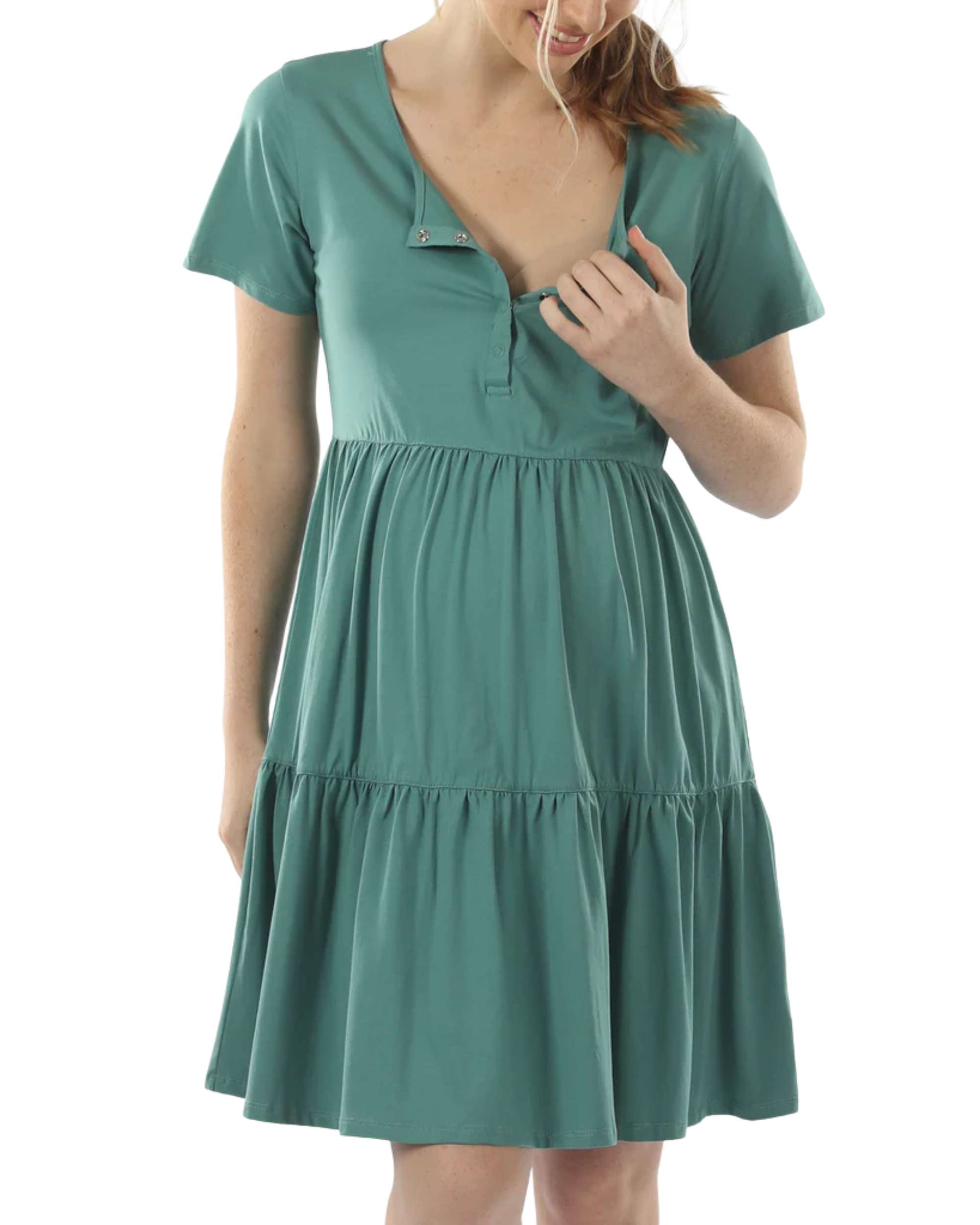 Angel Maternity 'Lana' Tiered Dress - Green