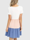 Angel Maternity Tiered Dress - White Blush Blue