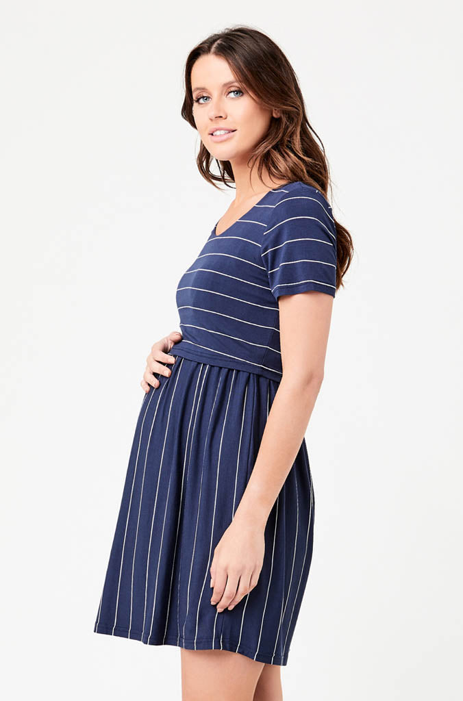 Crop Top Nursing Dress - Indigo