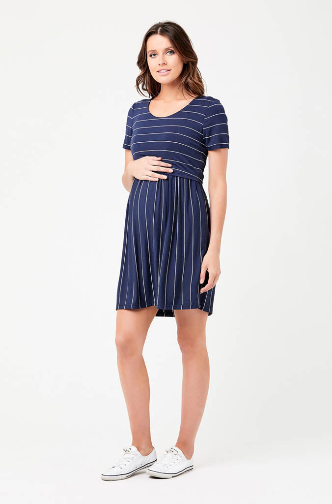 Crop Top Nursing Dress - Indigo