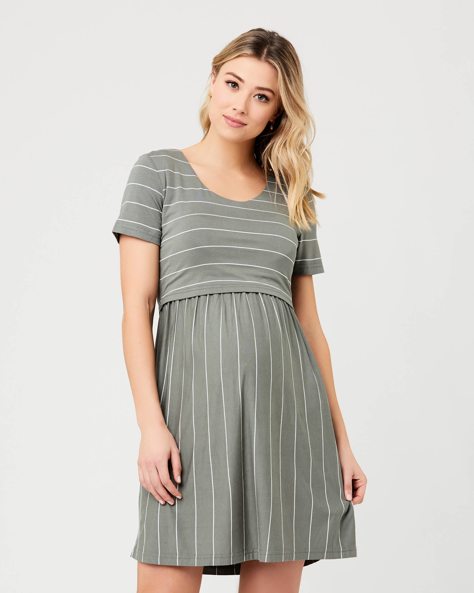 Crop Top Nursing Dress - Olive