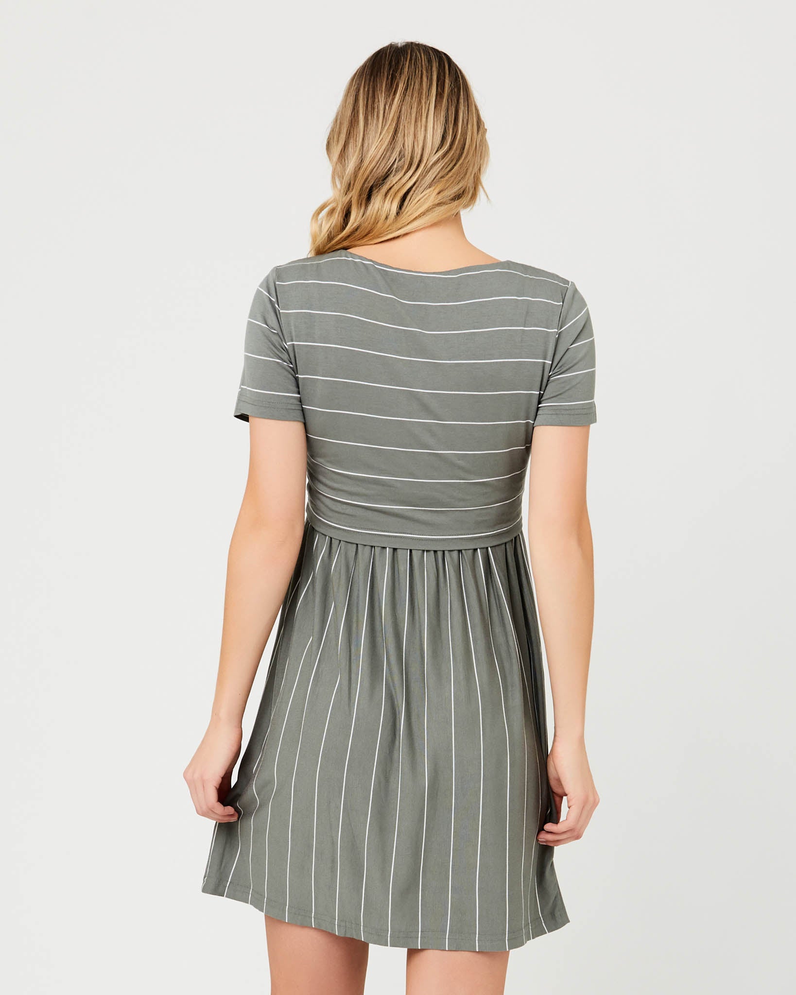 Crop Top Nursing Dress - Olive