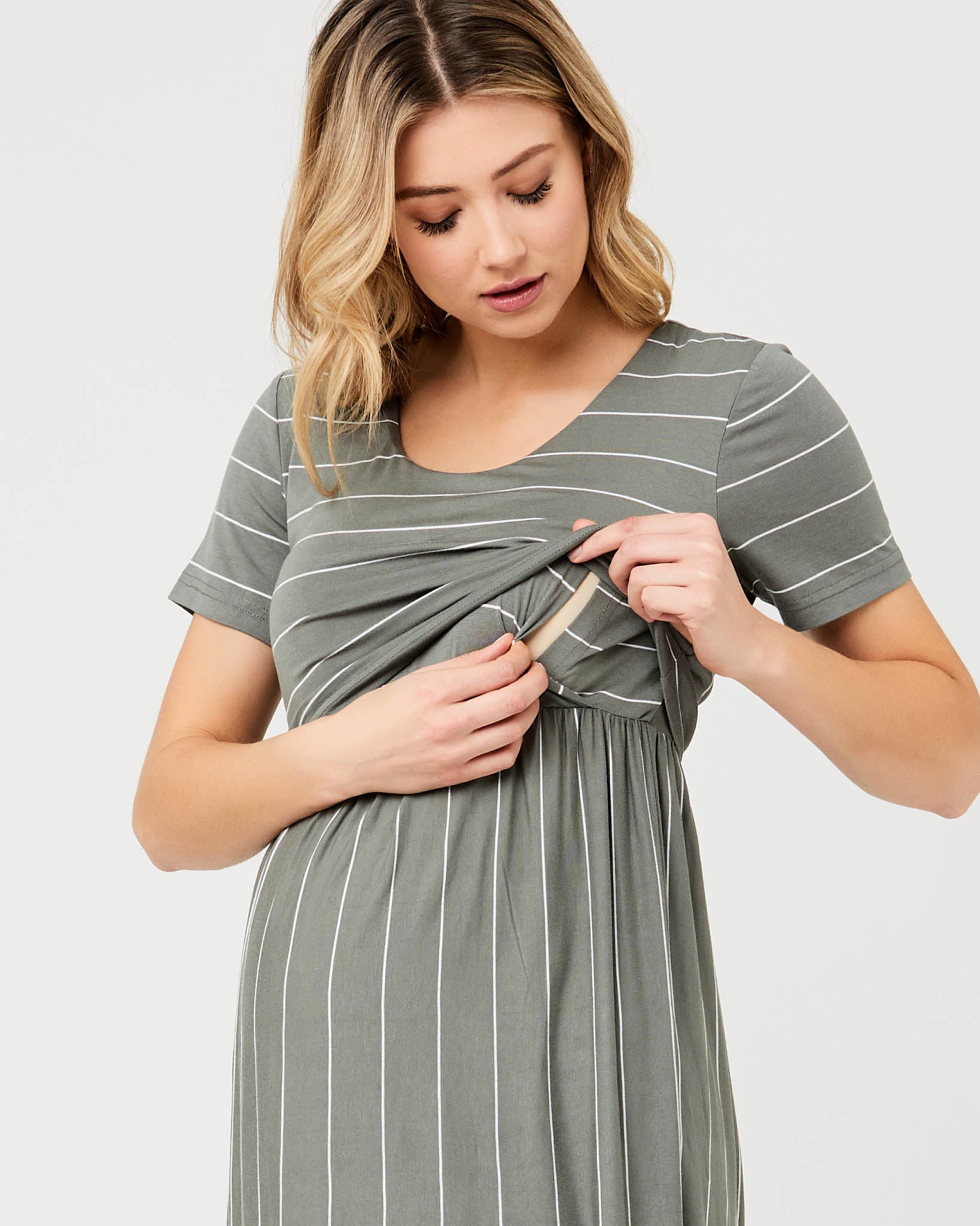 Crop Top Nursing Dress - Olive