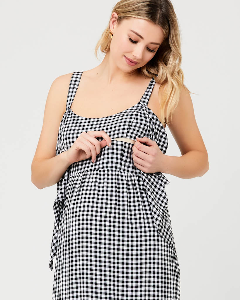 Ripe Maternity 'Gingham' Nursing Dress - Black / White