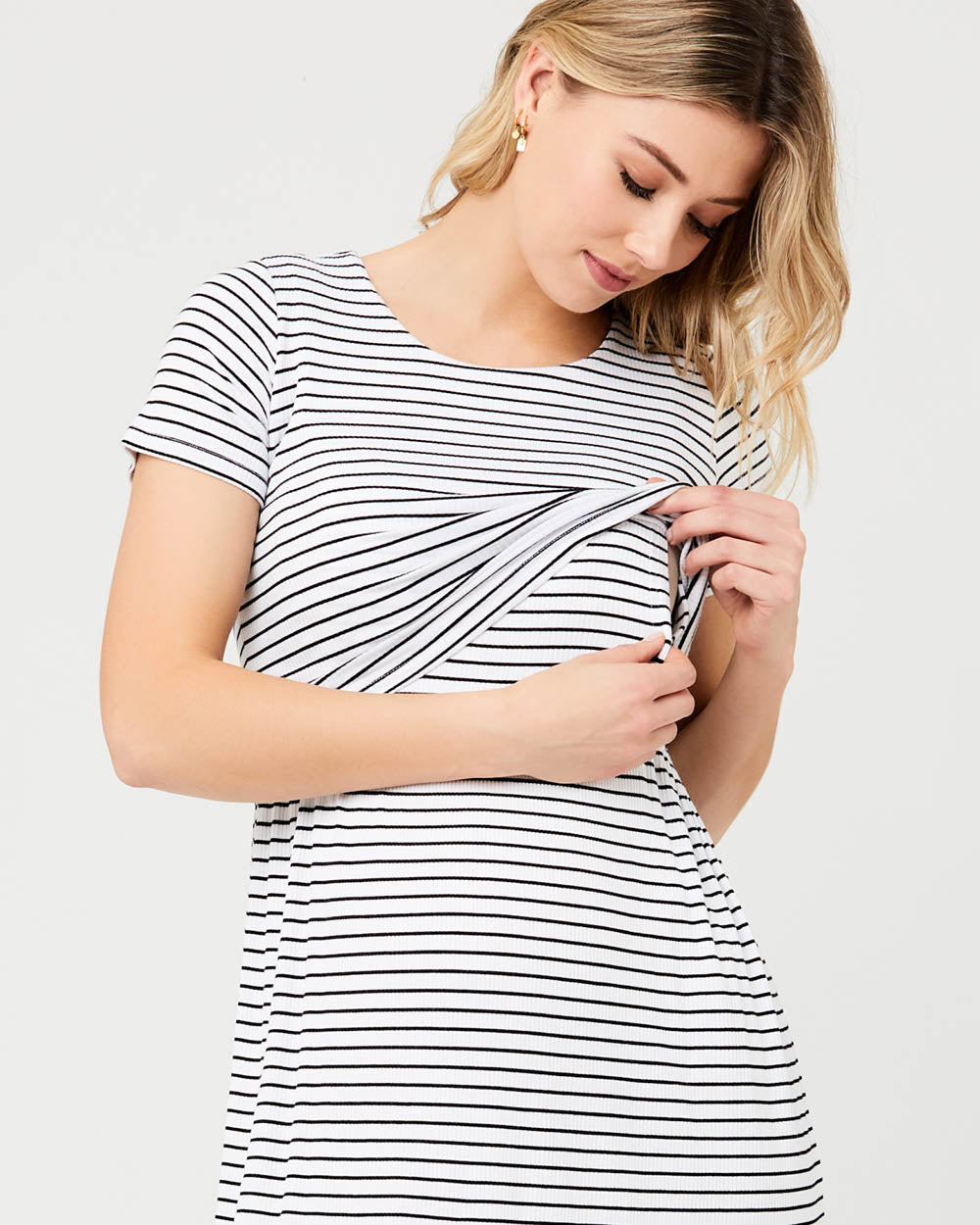 'Shelly Summer' Nursing Dress - White & Black