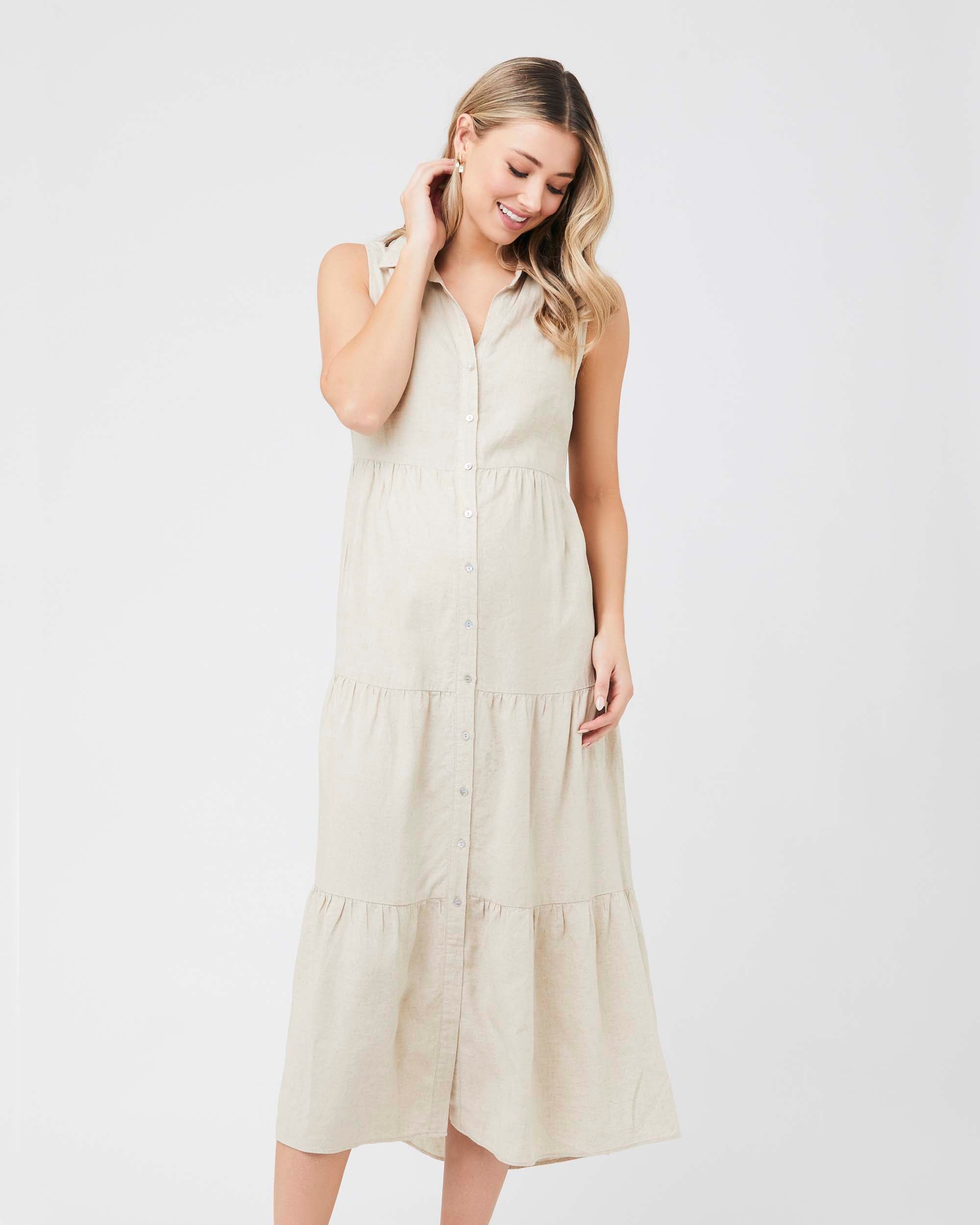 Ripe Maternity 'Tracy' Tiered Dress - Natural
