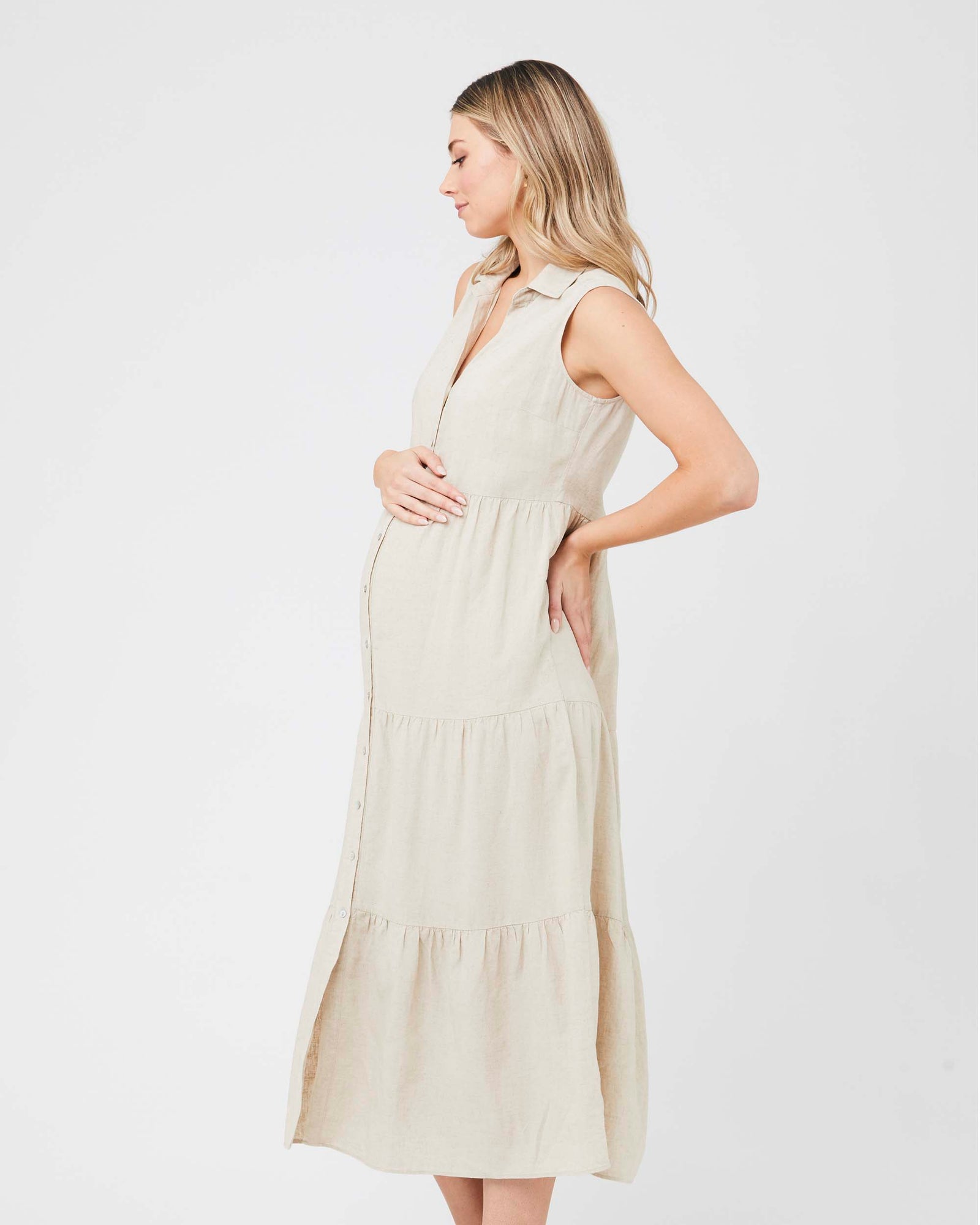 'Tracy' Tiered Nursing Dress - Natural